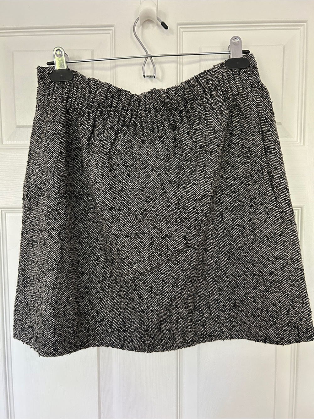 J. Crew Black & White Herringbone A-Line Skirt